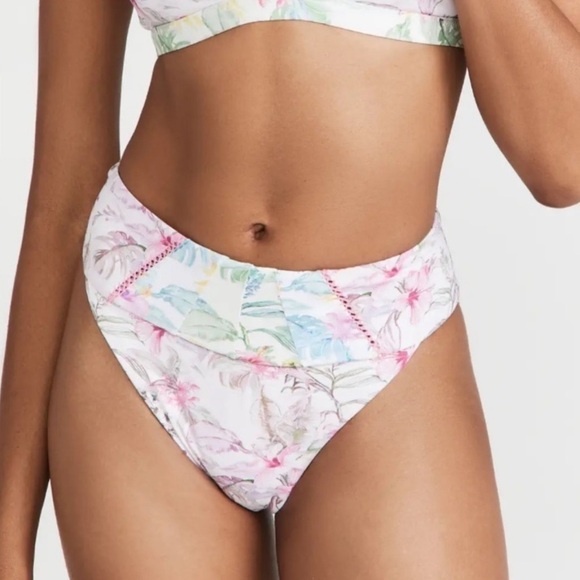 NWT LoveShackFancy x Hurley Hawaiian Hibiscus High Waisted Cheeky Bottoms - Picture 1 of 9